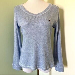 Tommy Hilfiger Women’s V Neck Sweater Light Blue Size L